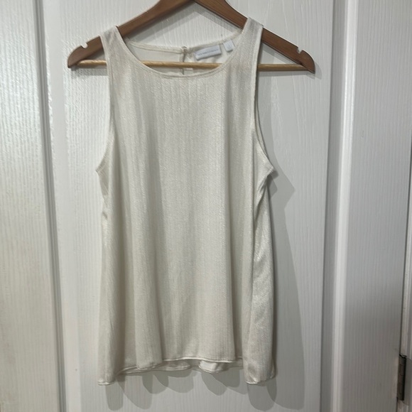 New York and Company size small sleeveless ribbed cream Sheen sparkle top - Picture 1 of 5
